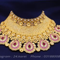 Ruby and pearls stones bridal set