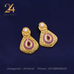 Ruby and pearls stones bridal set - Image 2