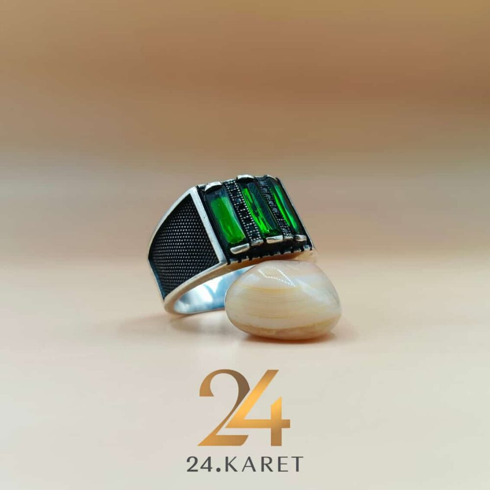 GREEN EMERALD STONES RING FOR MEN